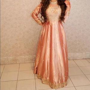 Rose pink long anarkali gown